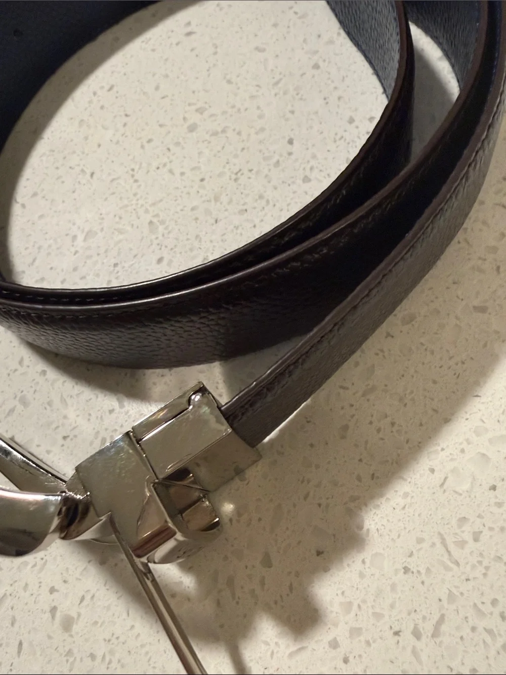 Zanzara Mens Reversible Leather Belt Brown Navy Blue Silver Buckle Size 40